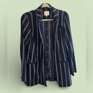 VILA ASOS Womens Pinstripe Long Blazer - Size 8 Medium- Blue - Office‎ Business